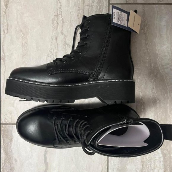 Black Platform Combat Boots - Picture 1 of 1